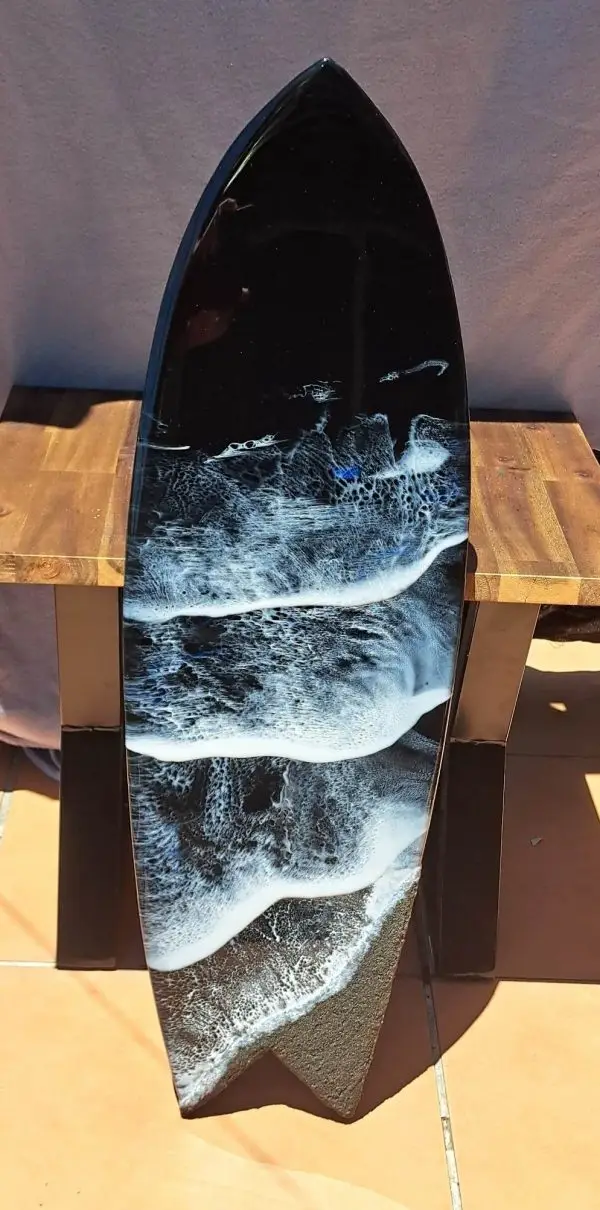 1/2 sized Resin wooden surfboard art piece