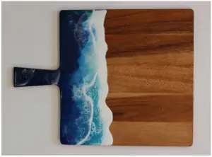 Blue Wave Ocean on a square serving board