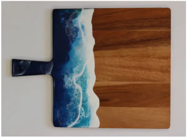 Blue Wave Ocean on a square serving board