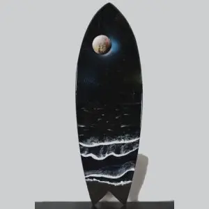 Space meets the Sea at night series -Resin wooden 3/4 size surfboard art piece