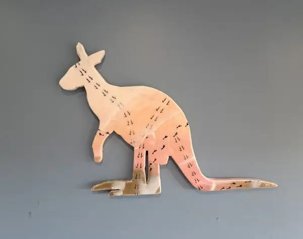 Tracks in Time Kangaroo, on Resin wooden kangaroo