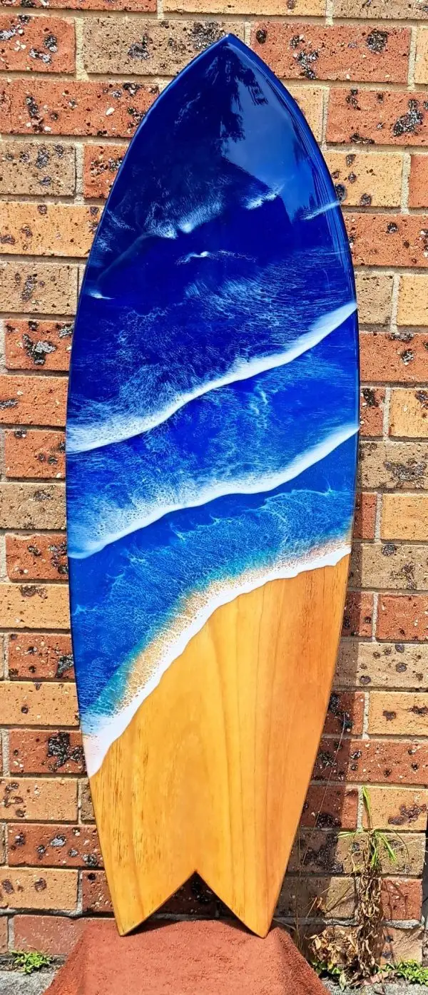 Resin wooden surfboard art piece 3/4 size