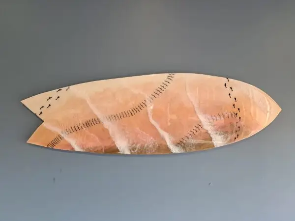 Tracks in Time at the beach,  1/2 sized Resin wooden surf art piece