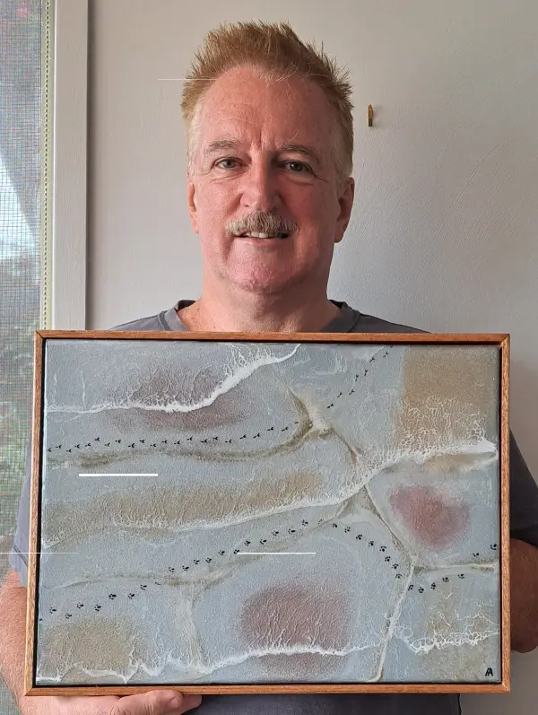 Tracks in Time wall art, in Resin with a handcrafted floating frame - Image 2