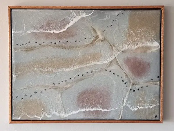 Tracks in Time wall art, in Resin with a handcrafted floating frame