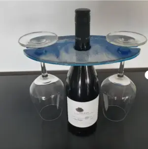 Wine bottle, glass caddy, resin Surf inspired