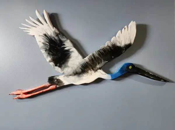 Jabiru in full flight, stunning resin wall art