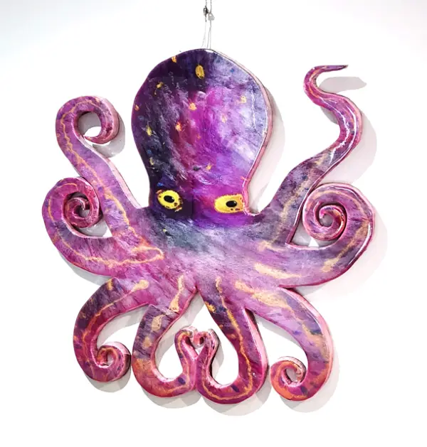 Octopus, Purple Resin wooden art