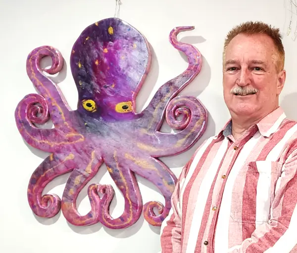 Octopus, Purple Resin wooden art - Image 2