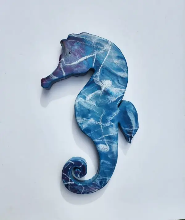 Resin wooden Seahorse  art piece