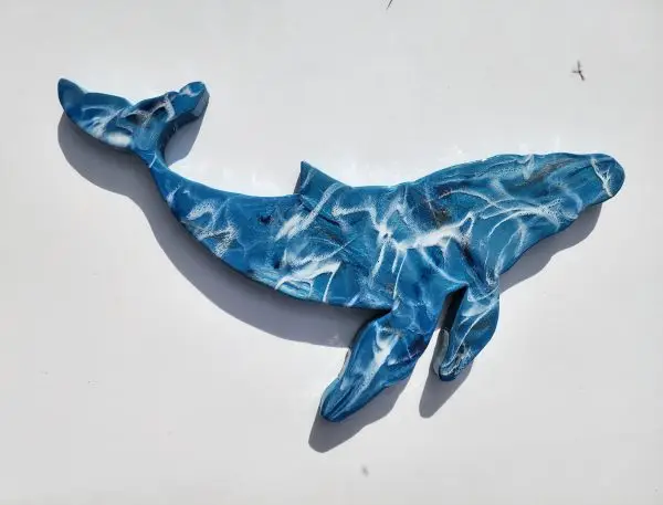 Resin wooden Humpback Whale art piece