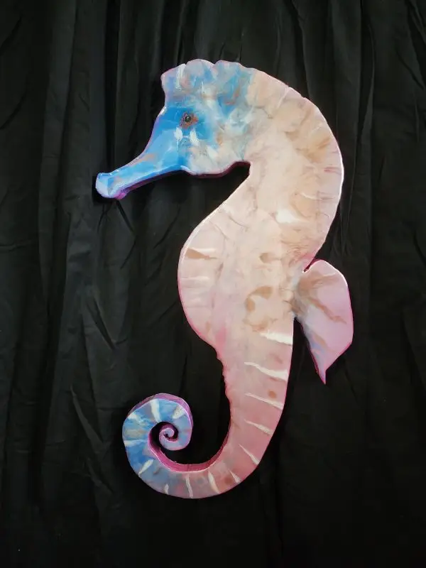 Resin wooden Seahorse  art piece