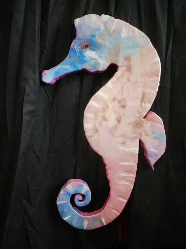 Resin wooden Seahorse  art piece