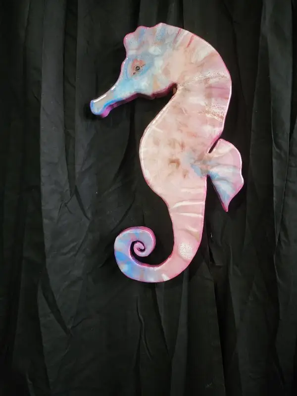 Resin wooden Seahorse  art piece